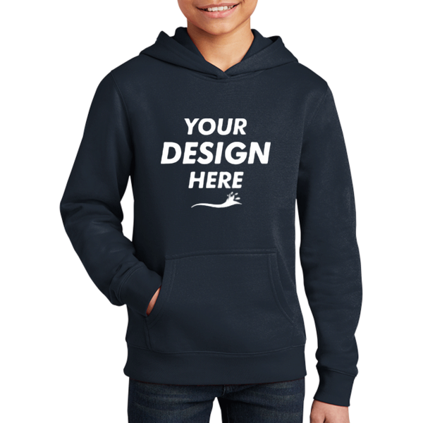 District Youth V.I.T. Fleece Hoodie, New Navy, Front view, Mockup