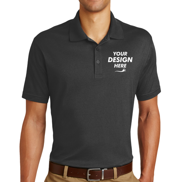 Eddie Bauer Performance Polo, Black, Front view, Mockup