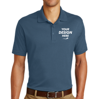 Eddie Bauer Performance Polo, Coast Blue, Front view, Mockup