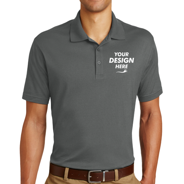 Eddie Bauer Performance Polo, Grey Steel, Front view, Mockup