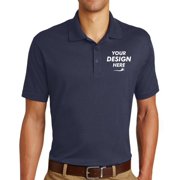 Eddie Bauer Performance Polo, Navy, Front view, Mockup