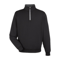 Fairway & Greene Men's Caves Tech Quarter-Zip Pullover, Black / Dark Shadow Grey Heather, Front view