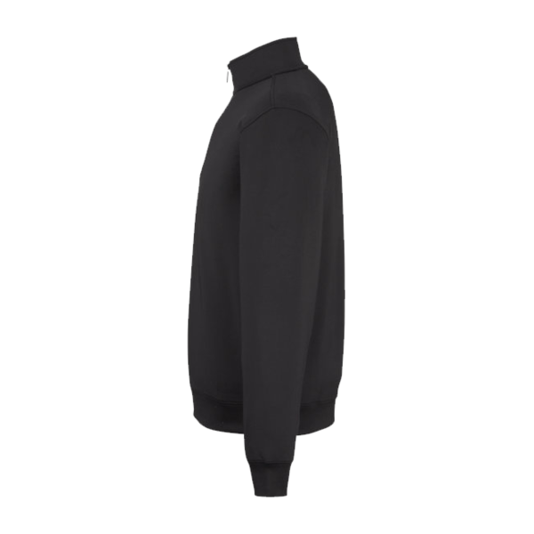 Fairway & Greene Men's Caves Tech Quarter-Zip Pullover, Black / Dark Shadow Grey Heather, Left Sleeve view