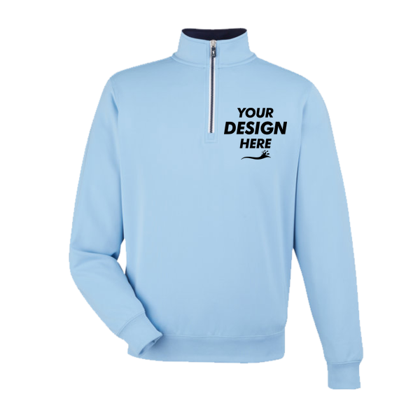 Fairway & Greene Men's Caves Tech Quarter-Zip Pullover, Bluff / Bluff, Front view, Mockup