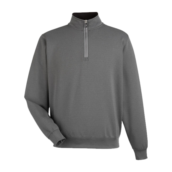 Fairway & Greene Men's Caves Tech Quarter-Zip Pullover, Dark Shadow Grey Heather / Dark Shadow Grey Heather, Front view