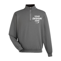 Fairway & Greene Men's Caves Tech Quarter-Zip Pullover, Dark Shadow Grey Heather / Dark Shadow Grey Heather, Front view, Mockup