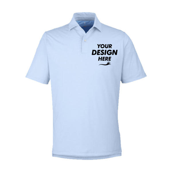 Fairway & Greene Men's USA Made Mini Stripe Tech Polo, Bluff, Front view, Mockup