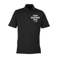 Fairway & Greene Men's USA Made Tournament Solid Tech Polo, Black, Front view, Mockup