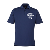 Fairway & Greene Men's USA Made Tournament Solid Tech Polo, Marine, Front view, Mockup