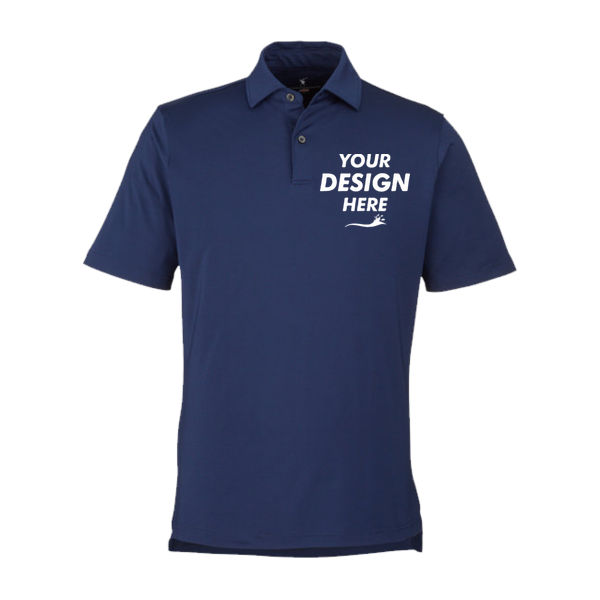 Fairway & Greene Men's USA Made Tournament Solid Tech Polo, Marine, Front view, Mockup