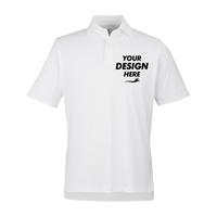 Fairway & Greene Men's USA Made Tournament Solid Tech Polo, White, Front view, Mockup