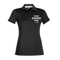 Fairway & Greene Women's Claire Tech Polo, Black, Front view, Mockup