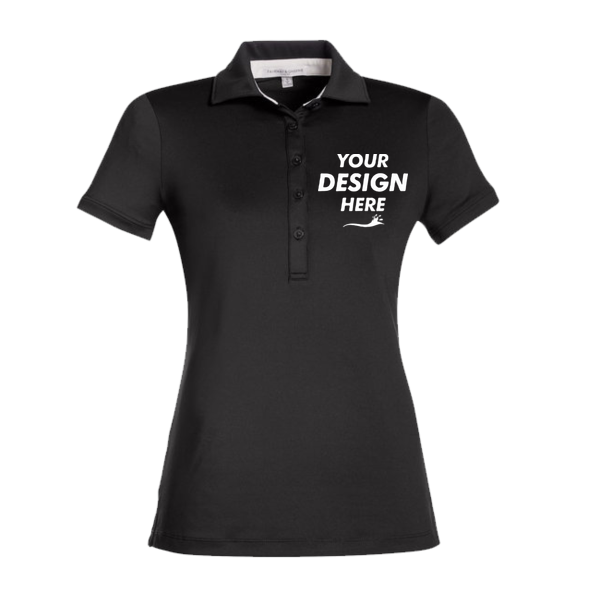 Fairway & Greene Women's Claire Tech Polo, Black, Front view, Mockup