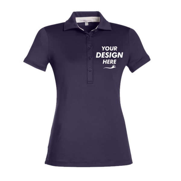 Fairway & Greene Women's Claire Tech Polo, Eclipse, Front view, Mockup