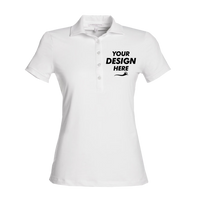 Fairway & Greene Women's Claire Tech Polo, White, Front view, Mockup