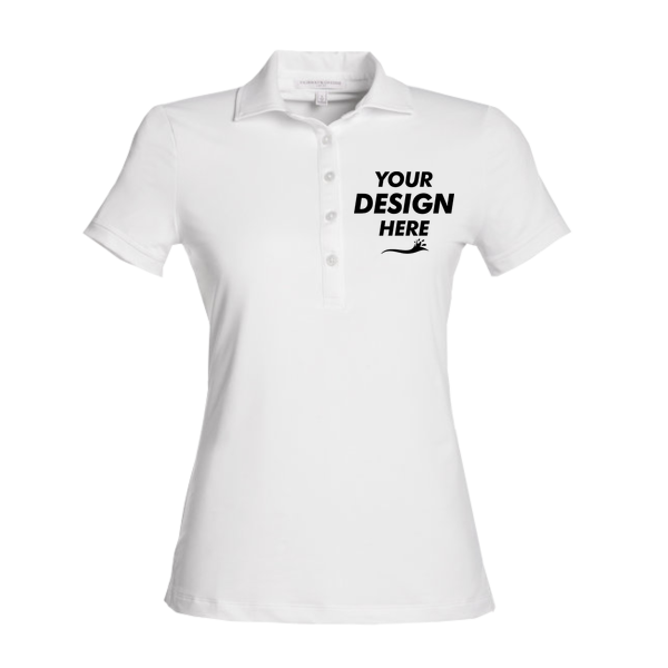 Fairway & Greene Women's Claire Tech Polo, White, Front view, Mockup