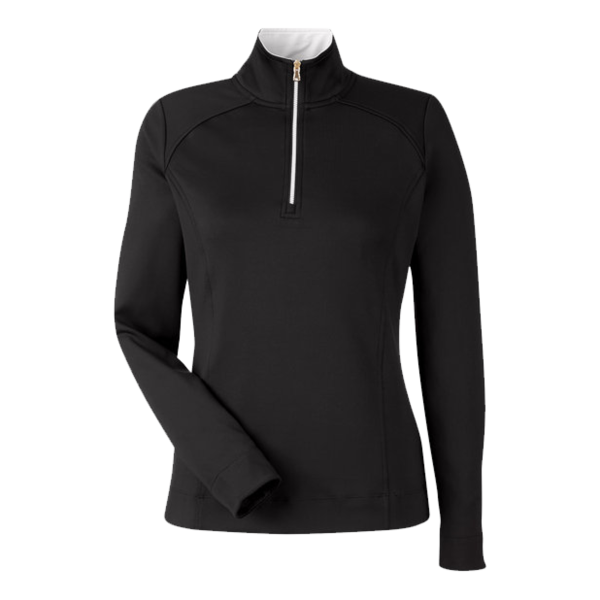 Fairway & Greene Women's Wells Tech Quarter-Zip Pullover, Black / White, Front view
