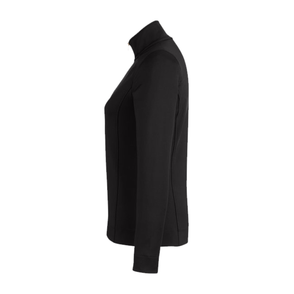 Fairway & Greene Women's Wells Tech Quarter-Zip Pullover, Black / White, Left Sleeve view