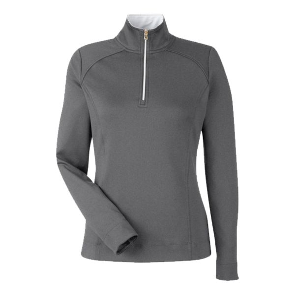 Fairway & Greene Women's Wells Tech Quarter-Zip Pullover, Dark Shadow Grey Heather / Dark Shadow Grey Heather, Front view