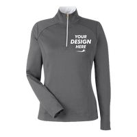 Fairway & Greene Women's Wells Tech Quarter-Zip Pullover, Dark Shadow Grey Heather / Dark Shadow Grey Heather, Front view, Mockup
