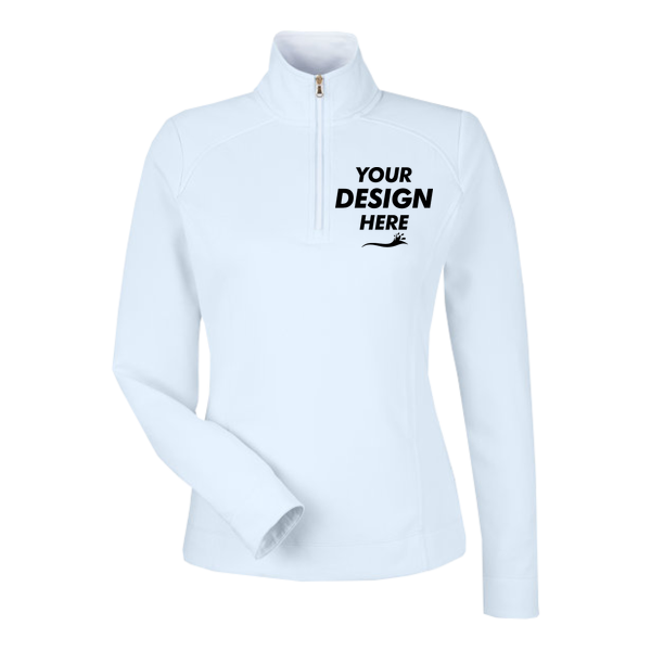Fairway & Greene Women's Wells Tech Quarter-Zip Pullover, Dream / White, Front view, Mockup