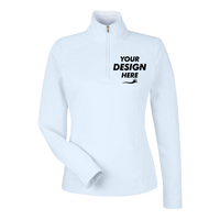 Fairway & Greene Women's Wells Tech Quarter-Zip Pullover, Dream / White, Front view, Mockup
