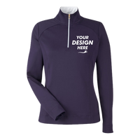 Fairway & Greene Women's Wells Tech Quarter-Zip Pullover, Eclipse / White, Front view, Mockup