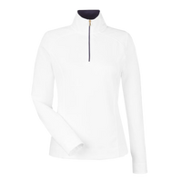 Fairway & Greene Women's Wells Tech Quarter-Zip Pullover, White / Eclipse, Front view