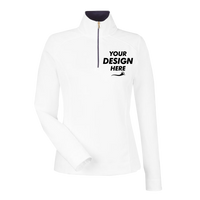 Fairway & Greene Women's Wells Tech Quarter-Zip Pullover, White / Eclipse, Front view, Mockup