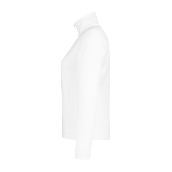 Fairway & Greene Women's Wells Tech Quarter-Zip Pullover, White / Eclipse, Left Sleeve view