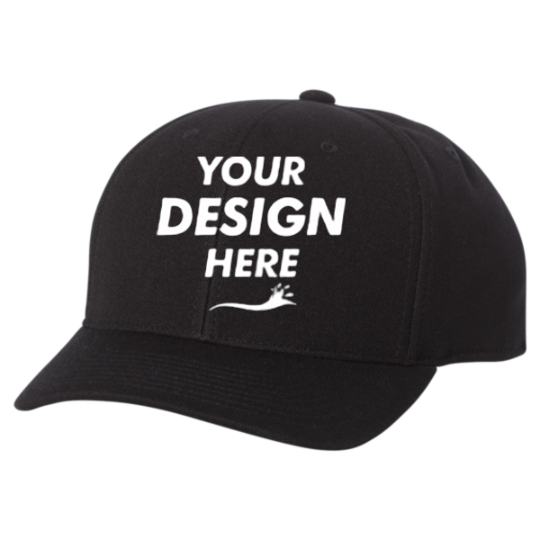 Flexfit by Yupoong 110® Cool & Dry Mini-Piqué Cap, Black, Front view, Mockup
