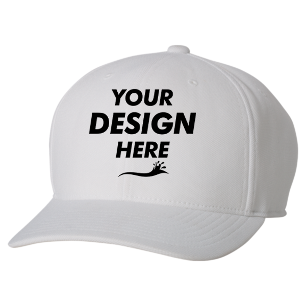 Flexfit by Yupoong 110® Cool & Dry Mini-Piqué Cap, White, Front view, Mockup