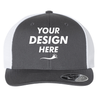Flexfit by Yupoong 110 Mesh-Back Cap, Charcoal / White / White, Front view, Mockup