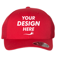 Flexfit by Yupoong 110 Mesh-Back Cap, Red / Red / Red, Front view, Mockup