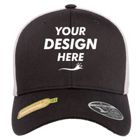 Flexfit by Yupoong 110® Recycled Mesh Cap, Black / White, Front view, Mockup