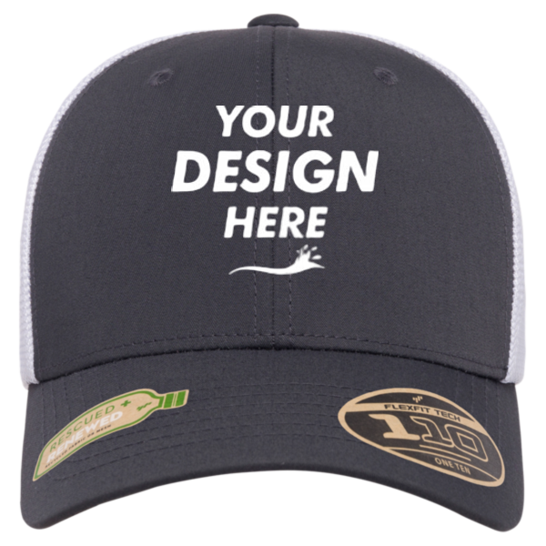 Flexfit by Yupoong 110® Recycled Mesh Cap, Charcoal / White, Front view, Mockup