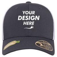 Flexfit by Yupoong 110® Recycled Mesh Cap, Charcoal / White, Front view, Mockup