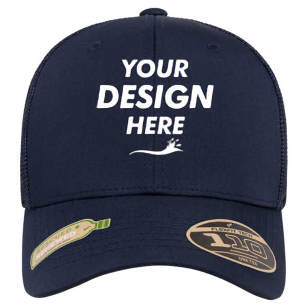 Flexfit by Yupoong 110® Recycled Mesh Cap, Navy / Navy, Front view, Mockup