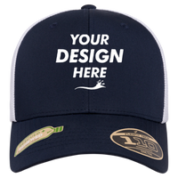 Flexfit by Yupoong 110® Recycled Mesh Cap, Navy / White, Front view, Mockup