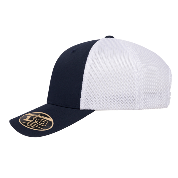 Flexfit by Yupoong 110® Recycled Mesh Cap, Navy / White, Left Side view