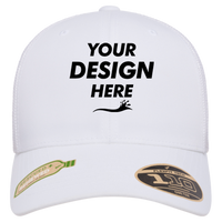 Flexfit by Yupoong 110® Recycled Mesh Cap, White / White, Front view, Mockup