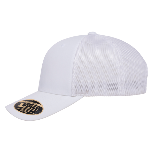 Flexfit by Yupoong 110® Recycled Mesh Cap, White / White, Left Side view