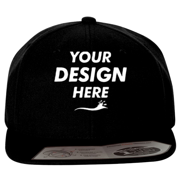 Flexfit by Yupoong 110® Snapback Cap, Black / Black, Front view, Mockup