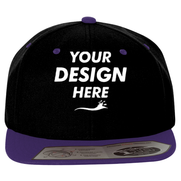 Flexfit by Yupoong 110® Snapback Cap, Black / Purple, Front view, Mockup