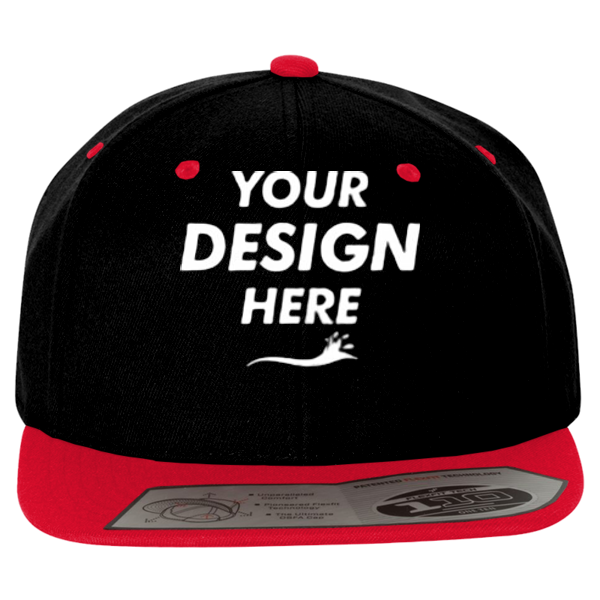 Flexfit by Yupoong 110® Snapback Cap, Black / Red, Front view, Mockup