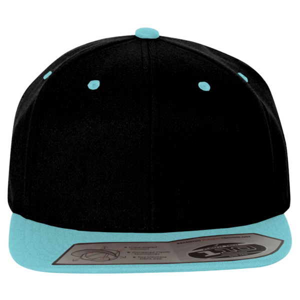 Flexfit by Yupoong 110® Snapback Cap, Black / Teal, Front view