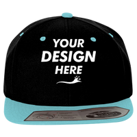 Flexfit by Yupoong 110® Snapback Cap, Black / Teal, Front view, Mockup