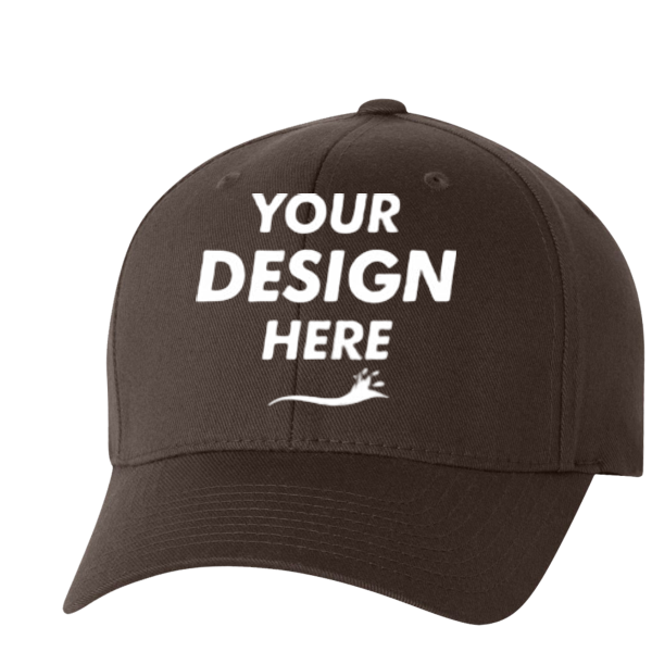 Flexfit by Yupoong Cotton Blend Cap, Brown / Brown, Front view, Mockup