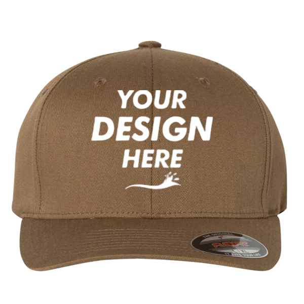 Flexfit by Yupoong Cotton Blend Cap, Coyote Brown / Coyote Brown, Front view, Mockup