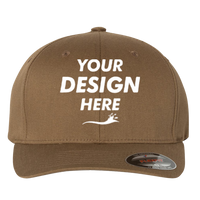 Flexfit by Yupoong Cotton Blend Cap, Coyote Brown / Coyote Brown, Front view, Mockup